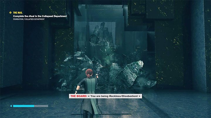 Dotknięcie prawej ściany oznacza wybranie mocy Strzaskanie - Fracture - Control Foundation: Fundament - solucja, opis przejścia - Control - poradnik do gry