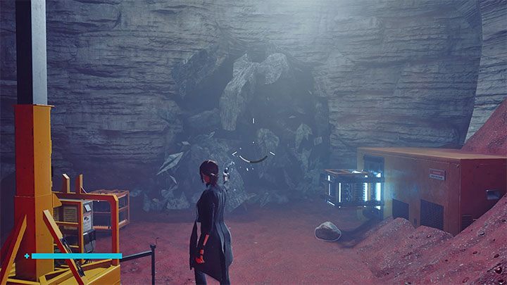 Jeśli nie zrobiłeś jeszcze zadania Znalezione nagranie, to rozpocznij je niszcząc pokazane na obrazku przejście blokowane przez kryształy - Control Foundation: Figurki maneki-neko, lista - Control - poradnik do gry