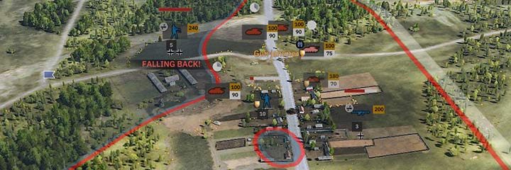 Ta grupa czołgów posiada wsparcie w postaci jednostek zwiadowczej oraz mobilnego działa przeciwpancernego. Na ich szczęście, są tutaj tylko nieliczne oddziały piechoty, ale wyposażone w broń przeciwpancerną. Czerwoni powinni wysłać piechotę wraz z czołgami, aby uniknąć strat. - Porady na start | Steel Division 2 - Steel Division 2 - poradnik do gry