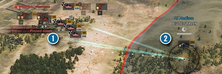 Shermany i Stuarty (1) przeciwko IS-2 po stronie niemieckiej (2)? Będzie ciężko, ale czerwony ma szanse na krytyczne uszkodzenie lub jeśli wyprowadzi manewr flankujący i pośle część czołgów na boki przeciwnika. - Pancerz jednostek - jak niszczyć czołgi i pojazdy | Steel Division 2 - Steel Division 2 - poradnik do gry
