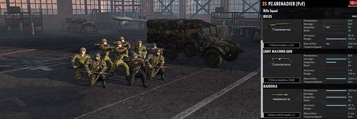 Grenadierzy Pancerni (PzF) to najbardziej wartościowy oddział piechoty w tej dywizji. Posiadają aż dwa karabiny maszynowe i pancerfausta. Mogą razić piechotę wroga z odległości 500m oraz skutecznie niszczyć czołgi z odległości 120m. Warto dodać wiele tych oddziałów, aby wspomóc liczne czołgi tej grupy bojowej. - 5. Panzer | Dywizje państw Osi w Steel Division 2 - Steel Division 2 - poradnik do gry