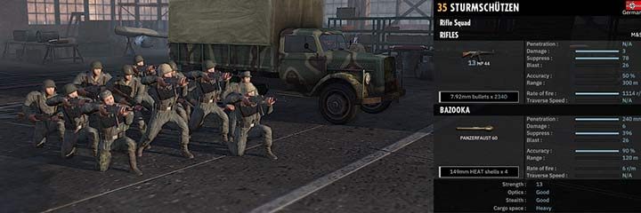 Strzelcy szturmowi to najlepszy oddział do walki na bliskie odległości w całej grze. Liczna drużyna uzbrojona wyłącznie w MP 44. Do tego posiada jeszcze rusznicę przeciwpancerną, więc w mieście lub lesie, jest to niezwykle niebezpieczny oddział. - 78. Sturm | Dywizje państw Osi w Steel Division 2 - Steel Division 2 - poradnik do gry
