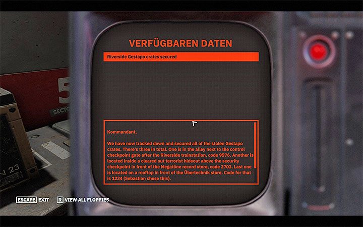 Odkodowane wiadomości bywają przeróżne, ale mogą między innymi zawierać gotowe kombinacje - Jak otworzyć czerwoną skrzynię w Wolfenstein Youngblood? - Wolfenstein: Youngblood - poradnik do gry