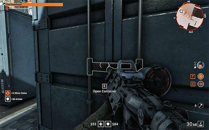 Do zbadania są trzy kontenery - tylko w jednym z nich będzie znajdował się mechaniczny pies - The Protohund | Misje poboczne w Wolfenstein Youngblood - Wolfenstein: Youngblood - poradnik do gry