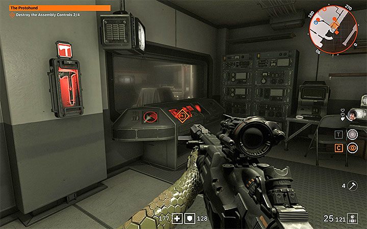 W podziemiach znajdują się 4 komputery i możesz do nich docierać w dowolnej kolejności - są one zawsze widoczne na mini-mapie - The Protohund | Misje poboczne w Wolfenstein Youngblood - Wolfenstein: Youngblood - poradnik do gry