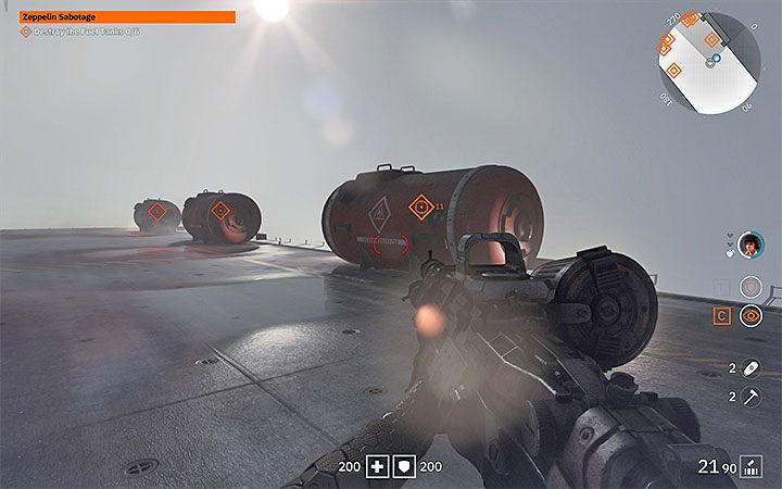 Na dachu warto skradać się lub po prostu dużo biegać, gdyż centralną jego czech patroluje silny mech Zitadelle - Zeppelin Sabotage | Misje poboczne w Wolfenstein Youngblood - Wolfenstein: Youngblood - poradnik do gry