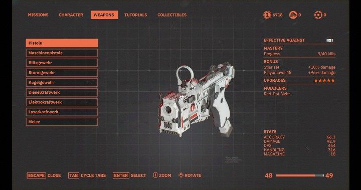 W Wolfenstein Youngblood możesz walczyć za pomocą: pistoletu, maschinenpistole, Blitzgewehr, Sturmgewehr, Kugelgewehr, Dieselkraftwerk, Elektrokraftwerk i Laserkraftwerk - Walka i skradnie się w Wolfenstein Youngblood - Wolfenstein: Youngblood - poradnik do gry