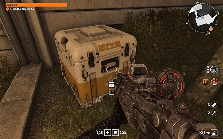 Następna metoda to otwieranie żółtych skrzyń - przykładową pokazuje powyższy obrazek - Jak pozyskiwać srebrne monety w Wolfenstein Youngblood? - Wolfenstein: Youngblood - poradnik do gry