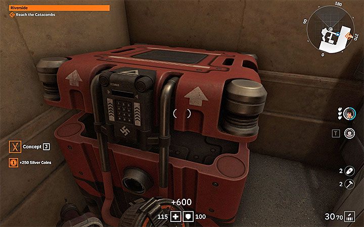 Kolejny sposób jest zbliżony do opisanego powyżej - możesz otwierać czerwone skrzynie wymagające dysponowania czterocyfrowym kodem - Jak pozyskiwać srebrne monety w Wolfenstein Youngblood? - Wolfenstein: Youngblood - poradnik do gry