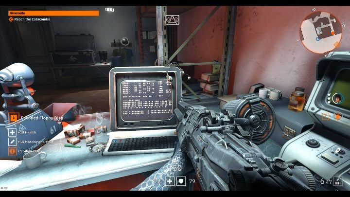 W budynku znajdującym się po lewej stronie placu, na którym stoczysz walkę w drugiej misji, znajduje się komputer - Riverside | Sekrety w Wolfenstein Youngblood - Wolfenstein: Youngblood - poradnik do gry