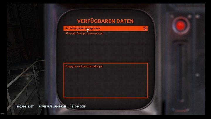 Dyskietkę możesz aktywować w komputerze znajdującym się zaraz koło niej - Riverside | Sekrety w Wolfenstein Youngblood - Wolfenstein: Youngblood - poradnik do gry