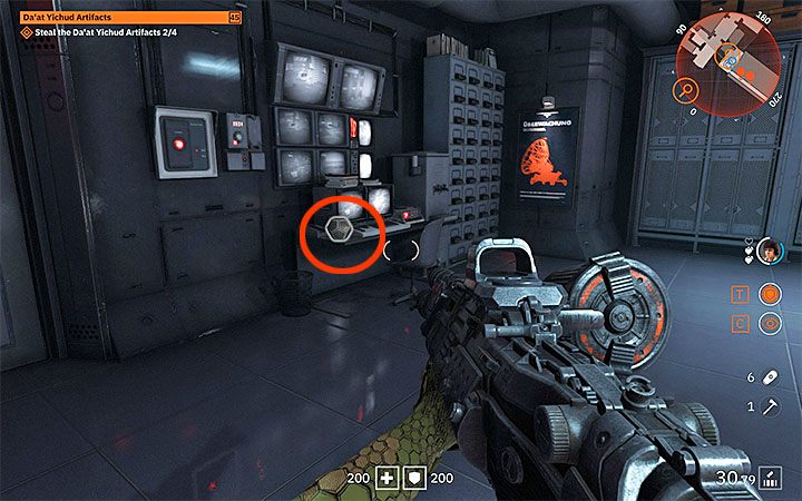 Po znalezieniu się w więzieniu konieczne jest wykonanie podwójnego skoku w stronę dużej wiszącej lampy (obrazek 1) - Daat Yichud Artifacts | Misje poboczne w Wolfenstein Youngblood - Wolfenstein: Youngblood - poradnik do gry