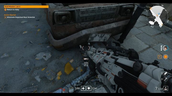 Pod zniszczonym samochodem znajdziesz okulary - Areszt polityczny nr 4 / Detention Area | Sekrety w Wolfenstein Youngblood - Wolfenstein: Youngblood - poradnik do gry