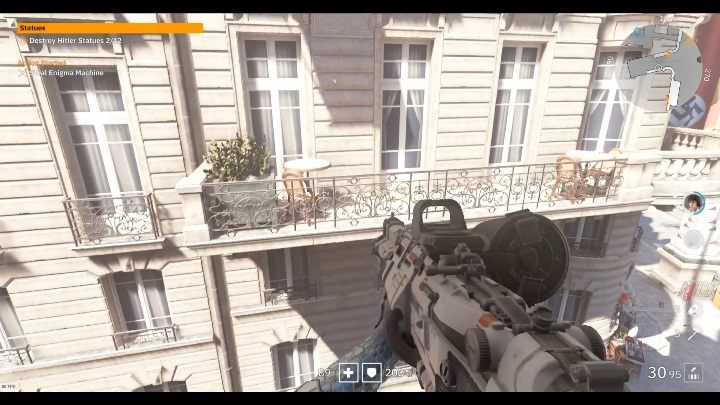 Okulary czekają na ciebie na stoliku, na balkonie białej kamienicy - Mały Berlin / Little Berlin | Sekrety w Wolfenstein Youngblood - Wolfenstein: Youngblood - poradnik do gry