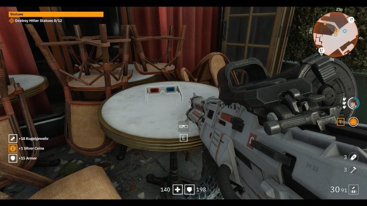 Na jednym ze stolików, koło zamkniętej restauracji, leżą okulary - Bulwar Zwycięstwa | Sekrety w Wolfenstein Youngblood - Wolfenstein: Youngblood - poradnik do gry