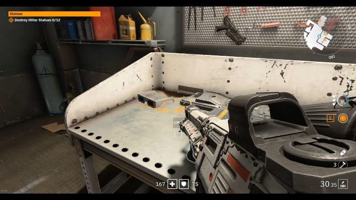 W małym warsztacie, na blacie, leżą okulary - Bulwar Zwycięstwa | Sekrety w Wolfenstein Youngblood - Wolfenstein: Youngblood - poradnik do gry
