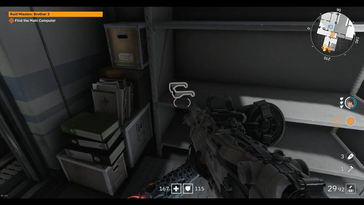 Okulary czekają na ciebie na metalowej półce, koło stosu kartonów i papierów - Brat 3 | Sekrety w Wolfenstein Youngblood - Wolfenstein: Youngblood - poradnik do gry