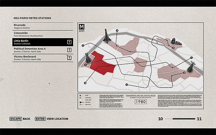 Po tym jak będziesz gotowy wyruszyć na miasto powróć do mapy metra, przy której rozpoczynałeś eksplorację kryjówki - Catacombs | Solucja Wolfenstein Youngblood - Wolfenstein: Youngblood - poradnik do gry