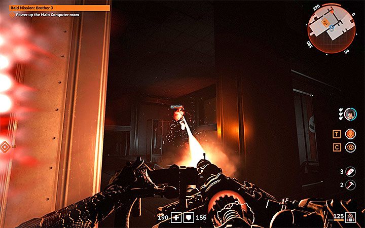 W lokacji tej panują ciemności - staraj się pozostawać w lepiej oświetlonych miejscach lub korzystać z broni Sturmgewehr, która posiada zainstalowaną latarkę - Raid Mission: Brother 3 | Solucja Wolfenstein Youngblood - Wolfenstein: Youngblood - poradnik do gry