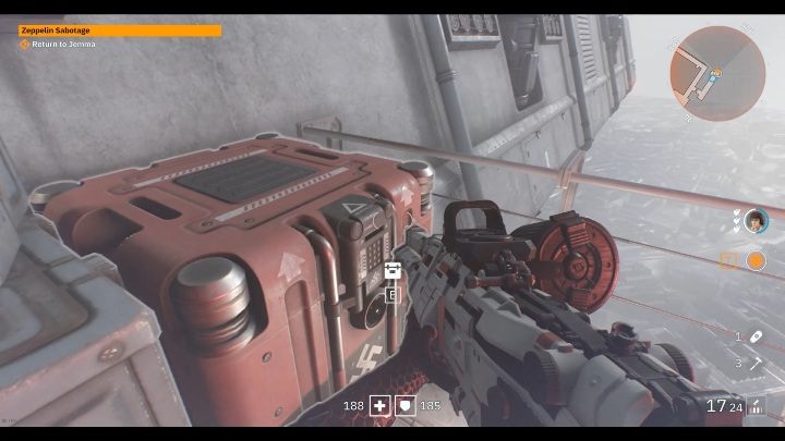 Na jednym z lewych balkonów znajdziesz skrzynkę - Brat 2 | Sekrety w Wolfenstein Youngblood - Wolfenstein: Youngblood - poradnik do gry