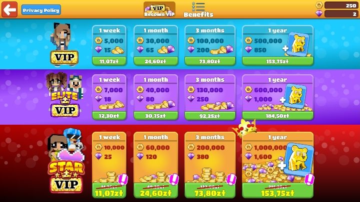 Pamiętaj, że jeśli chcesz poszerzyć swoją garderobę, możesz zakupić pakiet VIP - Krok 10 - mody i kody do BlockStarPlanet - BlockStarPlanet - poradnik do gry