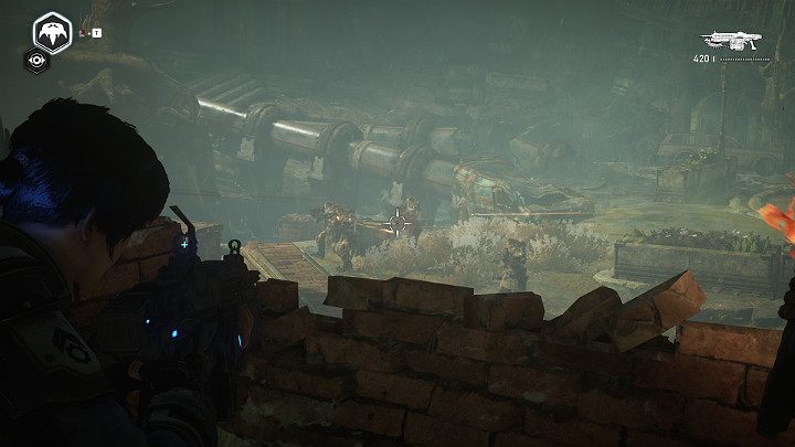 Gdy uda Ci się oczyścić budynek, a kolejny z laserów zostanie rozstawiony na swoim miejscu będziesz musiał przez pewien czas utrzymać pozycję i odeprzeć szturm przeciwnika - Akt 4 Rozdział 1 - Front Domowy | Solucja Gears 5 - Gears 5 - poradnik do gry