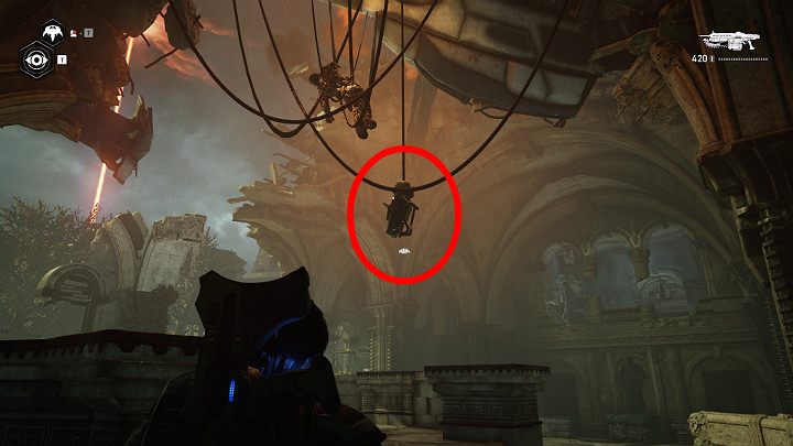 Spójrz w górę i poproś Jacka o odzyskanie nadajnika, a następnie ustaw go we wskazanym miejscu za grobowcem - Akt 4 Rozdział 1 - Front Domowy | Solucja Gears 5 - Gears 5 - poradnik do gry