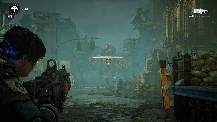 Gdy dotrzesz do obozu będziesz musiał walczyć z kolejnym gigantem - Akt 4 Rozdział 2 - Upadek | Solucja Gears 5 - Gears 5 - poradnik do gry