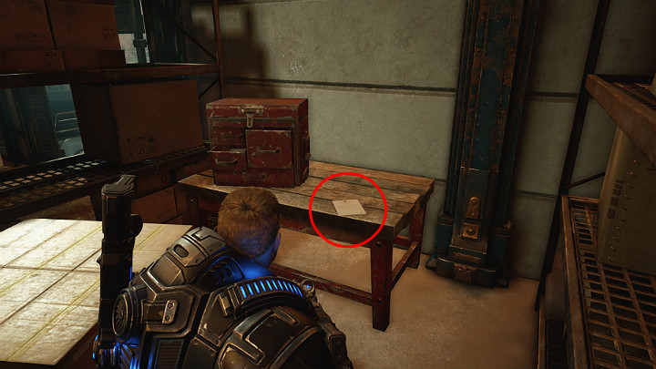 Gdy dotrzesz do wejścia do budynku hotelu zejdź z rampy i wskocz do małego składziku - Akt 1 Rozdział 4 - Nadchodzi Zmiana | Przedmioty kolekcjonerskie w Gears 5 - Gears 5 - poradnik do gry