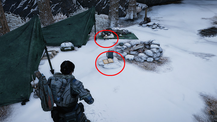 W trakcie wędrówki do Ośrodka Badawczego Nowa Nadzieja, miniesz małe obozowisko - Akt 2 Rozdział 2 - Zew natury | Przedmioty kolekcjonerskie w Gears 5 - Gears 5 - poradnik do gry