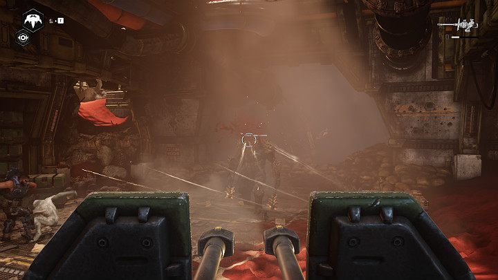 Ostatnim celem będzie kryształowy strażnik - w pierwszej kolejności zrzuć mu hełm, a następnie celuj w głowę i strzelaj z działa maszynowego dopóki przeciwnik nie zostanie zlikwidowany - Akt 3 Rozdział 2 - Rakietowy plan | Przedmioty kolekcjonerskie w Gears 5 - Gears 5 - poradnik do gry