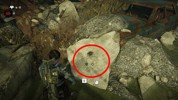 Po dotarciu do lokacji prowadzącej do grobowca, omiń białego vana i obróć się w prawo - Akt 4 Rozdział 1 - Front domowy | Przedmioty kolekcjonerskie w Gears 5 - Gears 5 - poradnik do gry