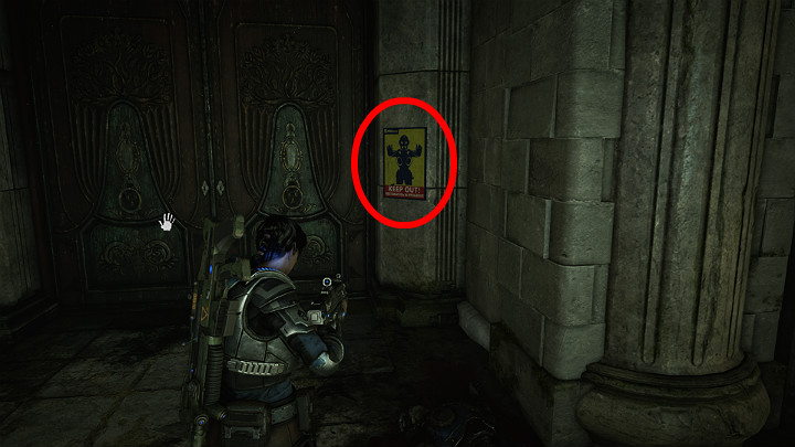 Przy głównych drzwiach wejściowych do grobowca znajdziesz ostatni przedmiot kolekcjonerski - Akt 4 Rozdział 1 - Front domowy | Przedmioty kolekcjonerskie w Gears 5 - Gears 5 - poradnik do gry