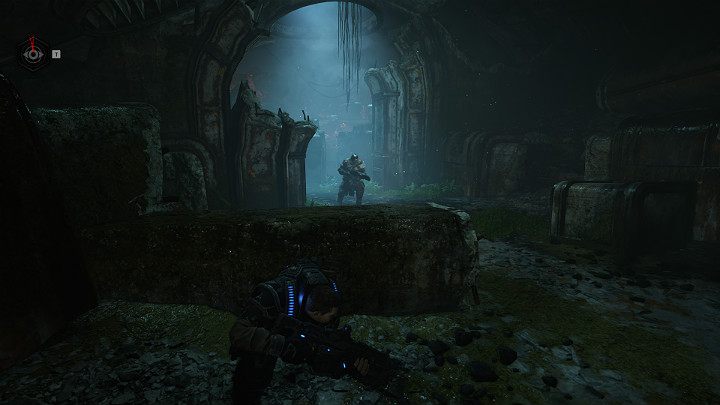 Schowaj się za jedną z przeszkód terenowych i przygotuj się do walki - Akt 1 Rozdział 1 - Strzał w ciemno | Solucja Gears 5 - Gears 5 - poradnik do gry