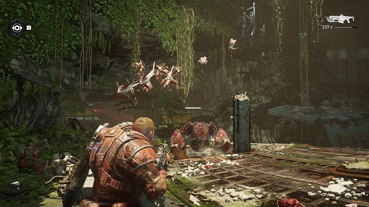 Przyjdzie Ci się zmierzyć z naprawdę sporych rozmiarów bestią - Akt 1 Rozdział 1 - Strzał w ciemno | Solucja Gears 5 - Gears 5 - poradnik do gry
