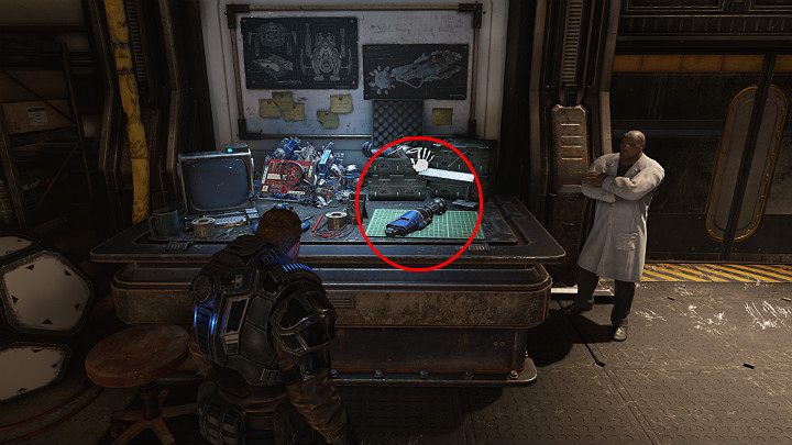 Podejdź do biurka i zbierz dodatkowy moduł dla Jacka - Błysk - Akt 1 Rozdział 2 - Dyplomacja | Solucja Gears 5 - Gears 5 - poradnik do gry