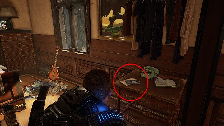 Z małej sypialni (pokój po lewej stronie) zabierz kolejny przedmiot kolekcjonerski - Pakiet powitalny z osady nr - Akt 1 Rozdział 3 - To jest wojna | Solucja Gears 5 - Gears 5 - poradnik do gry