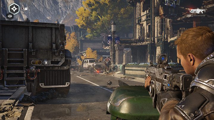 Po wyeliminowaniu łatwiejszych przeciwników przyjdzie Ci się zmierzyć z bardziej wytrzymałym wrogiem - Akt 1 Rozdział 3 - To jest wojna | Solucja Gears 5 - Gears 5 - poradnik do gry