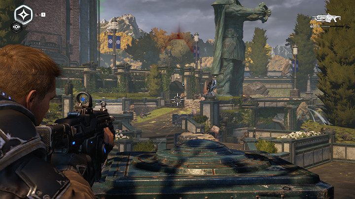 Na wielkim placu aż roi się od przeciwników - Akt 1 Rozdział 3 - To jest wojna | Solucja Gears 5 - Gears 5 - poradnik do gry