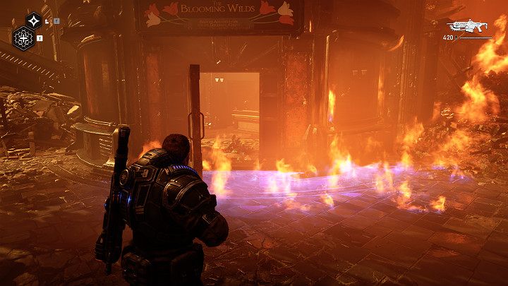 Sań przed wejściem do budynku na rogu - Akt 1 Rozdział 4 - Nadchodzi zmiana | Solucja Gears 5 - Gears 5 - poradnik do gry