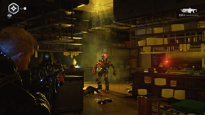 Gdy tylko pojawisz się w drzwiach prowadzących do kuchni, zobaczysz nowego nieprzyjaciela - Akt 1 Rozdział 4 - Nadchodzi zmiana | Solucja Gears 5 - Gears 5 - poradnik do gry