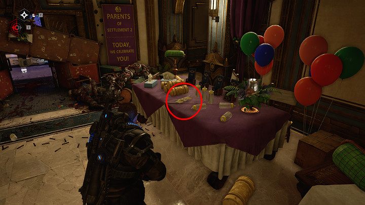 Na jednym ze stołów czeka na Ciebie jeszcze jeden przedmiot kolekcjonerski - Letnia ulotka reprodukcyjna Osady nr 2 - Akt 1 Rozdział 4 - Nadchodzi zmiana | Solucja Gears 5 - Gears 5 - poradnik do gry