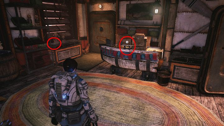 W małym sklepie po lewej stronie znajdziesz jeden komponent i przedmiot kolekcjonerski - Major Wyjec i waleczne mrówki - Akt 2 Rozdział 1 - Rekrutacja | Solucja Gears 5 - Gears 5 - poradnik do gry