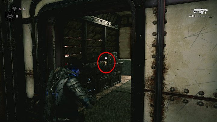 Zanim wyjdziesz na zewnątrz zajrzyj do małego składziku z lewej strony i weź komponent - Akt 2 Rozdział 1 - Rekrutacja | Solucja Gears 5 - Gears 5 - poradnik do gry