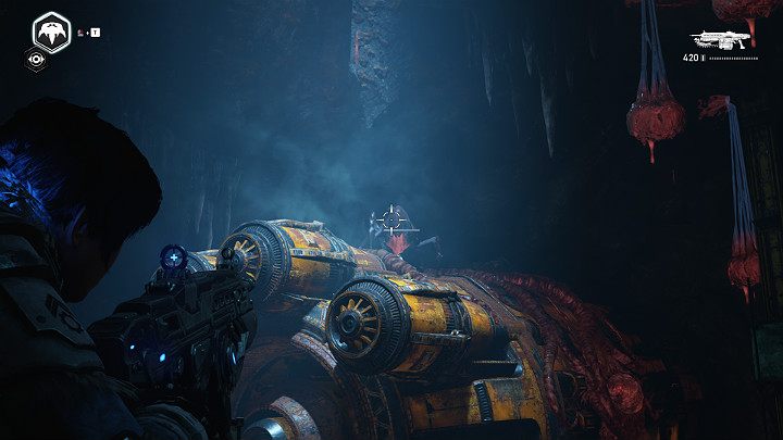 Tutaj czeka na Ciebie jeden skoczek i kilku pomniejszych przeciwników - Akt 2 Rozdział 4 - Źródło wszystkiego | Solucja Gears 5 - Gears 5 - poradnik do gry