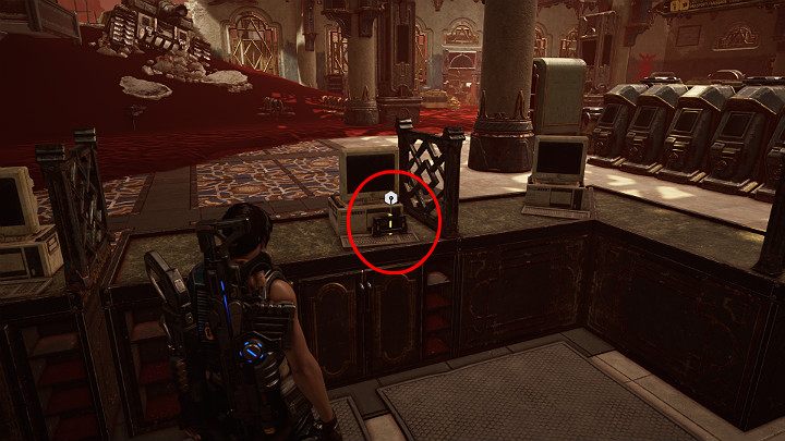 Po prawej stronie zauważysz długą ladę z komputerami - Akt 3 Rozdział 1 - Wielka szansa | Solucja Gears 5 - Gears 5 - poradnik do gry