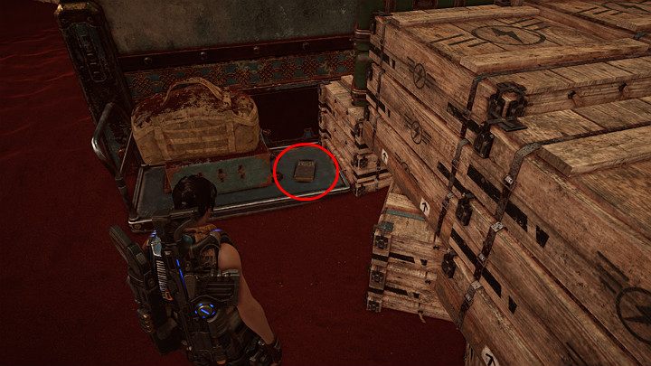 Z prawej strony, zaraz obok taśmy z bagażami, na małym wózku znajdziesz kolejny przedmiot kolekcjonerski - Logan Hobbs: Stracone Imperium - Akt 3 Rozdział 1 - Wielka szansa | Solucja Gears 5 - Gears 5 - poradnik do gry