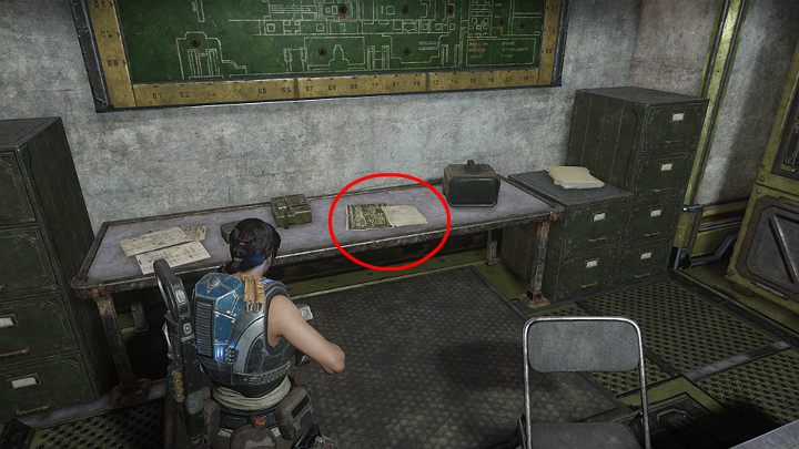 Na biurku znajdziesz kolejny przedmiot kolekcjonerski - Odprawa misji kosmicznej UNR - Akt 3 Rozdział 2 - Rakietowy plan | Solucja Gears 5 - Gears 5 - poradnik do gry