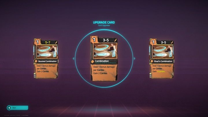 Przykładowe dwie ewolucje karty, na żółto zaznaczone zmiany jakie zachodzą względem karty podstawowej. - Interfejs gry w Griftlands - Griftlands - poradnik do gry