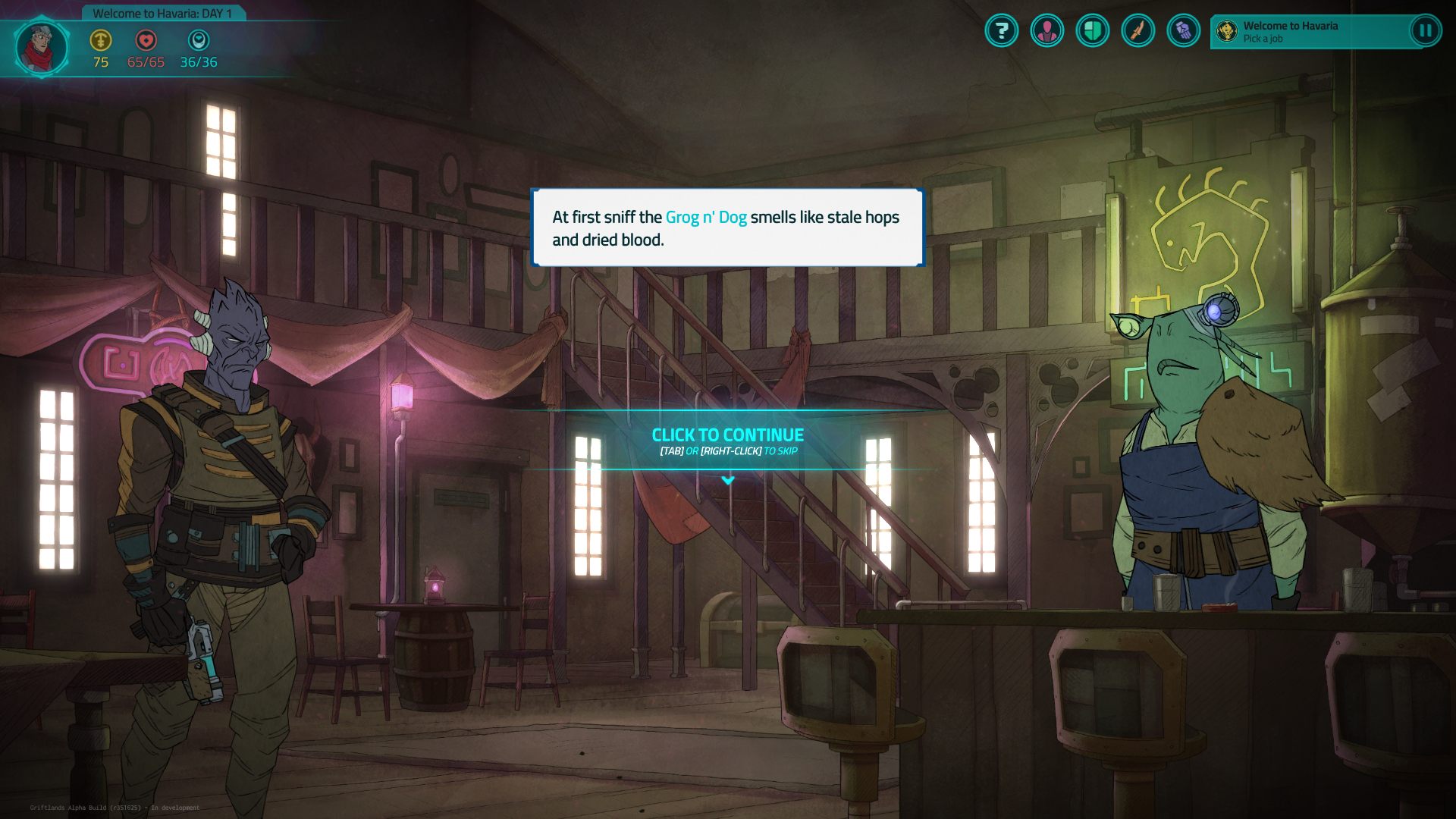 Pierwszą lokacją do jakiej trafiamy jest bar Grog nDog , którego właścicielem jest stara znajoma naszej bohaterki - Griftlands - poradnik do gry